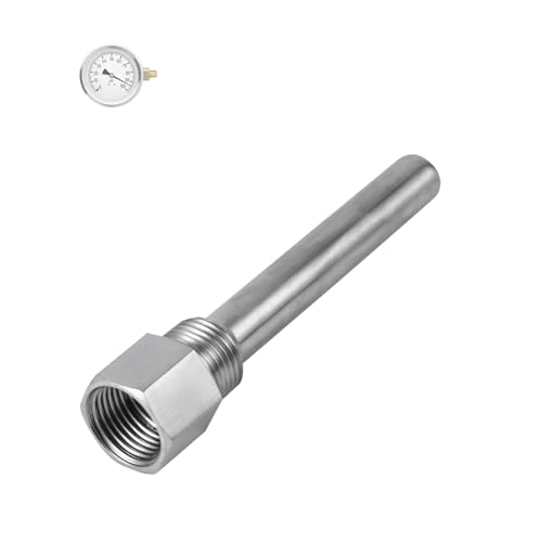 Stainless Steel 1/2" NPT Threaded Pipe for Temperature Sensors Bimetal Thermometer Sleeve