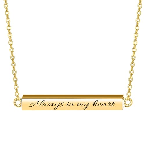 Horizontal Bar Urn Necklaces for Ashes for Women Stainless Steel Keepsake Memorial Cremation Jewelry Ashes Necklace Pendant Gold