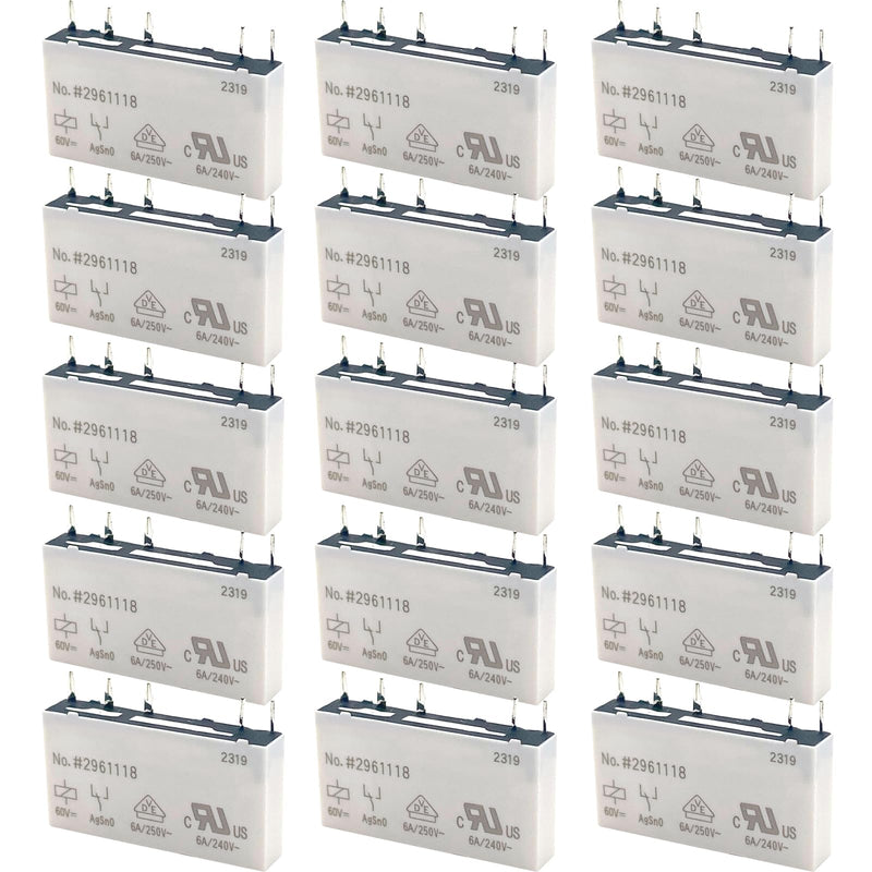 15-Pack 2961118 Relay – 60V 6A 5-Pin SPDT Industrial Relay – Compatible with Schneider Electric & Siemens Equipment – Fixes Overload & Circuit Failures 15