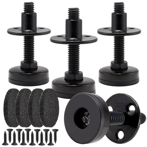 NEWBYTEK 3/8"-16 heavy duty furniture leveling feet with 3-hole T-nuts, 4-pack long style