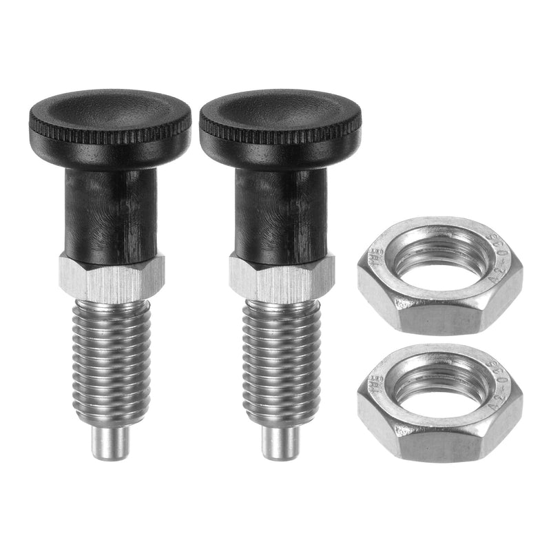 [Australia - AusPower] - HARFINGTON 2pcs Push Fit Ball Nose Spring Plunger M12x1.5Thread .6mm Pin Dia Stainless Steel Return Knob Plunger Non-Locking Retractable Index Plunger for Industrial Equipment 