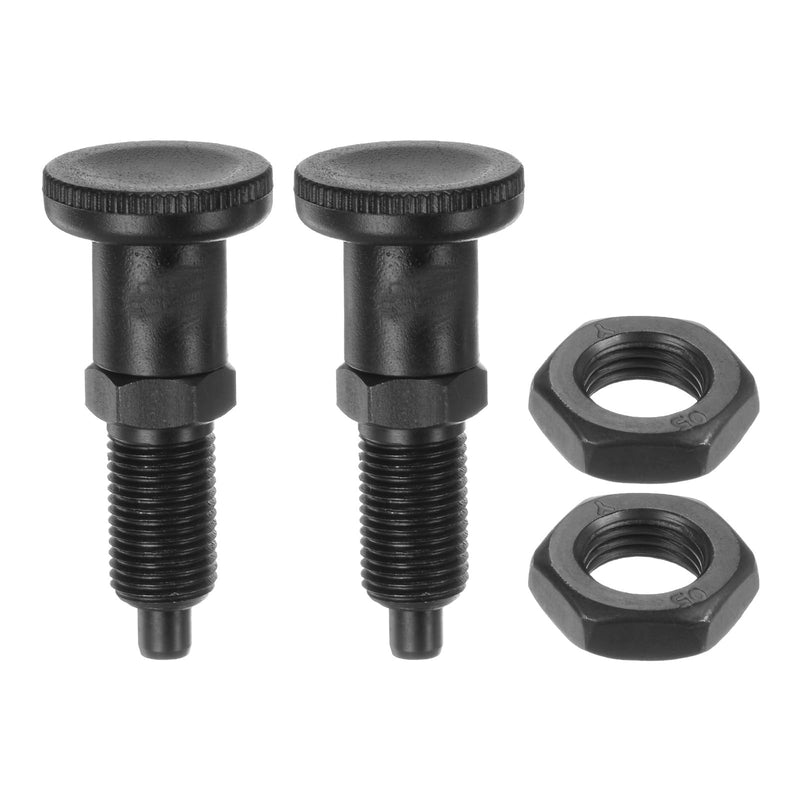 [Australia - AusPower] - HARFINGTON 2pcs Push Fit Ball Nose Spring Plunger M10x1Thread 5mm Pin Dia.Carbon Steel Return Knob Plunger Non-Locking Retractable Index Plunger for Industrial Equipment, Black 