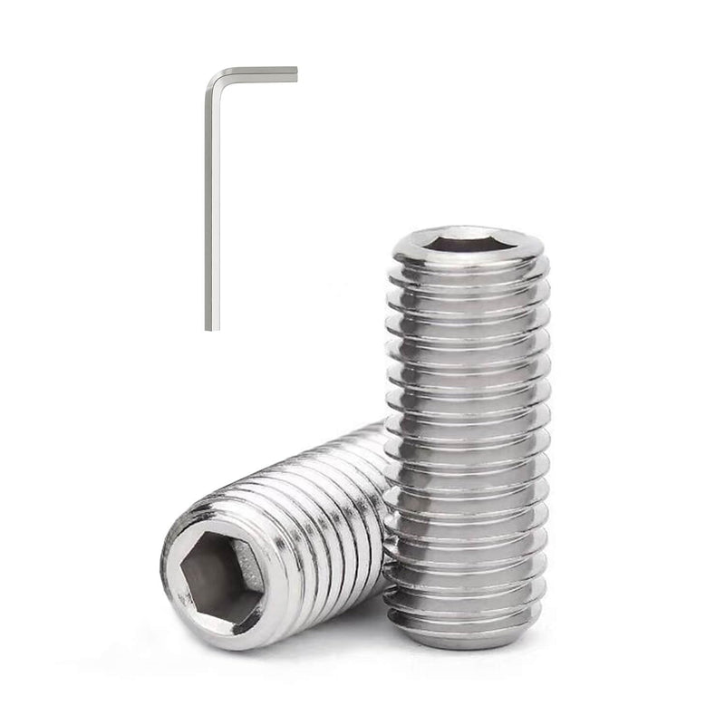 [Australia - AusPower] - 3/8-16 x 1'' (10 Pack) Set Screws, 304 Stainless Steel 18-8, Internal Hex Head Allen Drive Cup Point Screws (with Hex Key Wrench) 3/8 x 1'' 