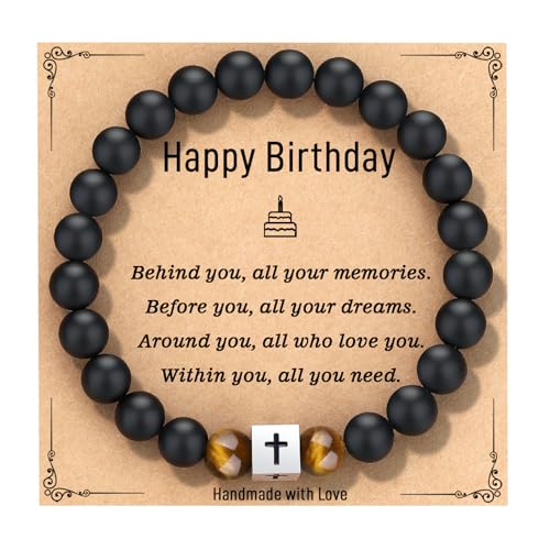 AryaHozel Cross Bracelet for Men, Birthday Gifts for Men, 10th-80th Happy Birthday