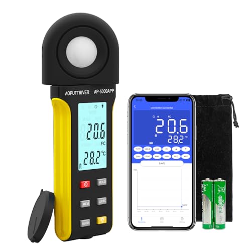 Light Meter 0.1-400,000 Lux Candles Meter with Bluetooth 90°/270°Rotating