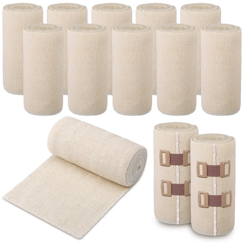 [Australia - AusPower] - Geiserailie 10 Pcs Short Stretch Compression Bandage Stretched Wrap Bandage Lymphedema Wraps for Legs Ankle Leg Swelling Edema (10cm X 5m) 10cm x 5m 