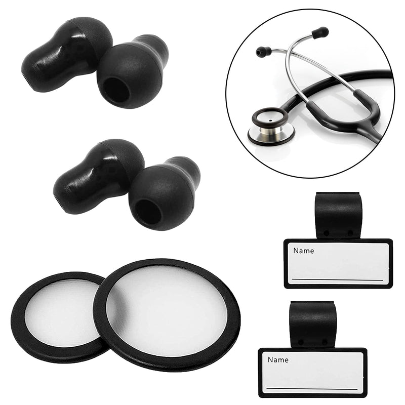 [Australia - AusPower] - Stethoscope Replacement Part Kit - Diaphragm & Ear Tips for Littmann Classic 3, Cardiology 3 & 4 - Black 