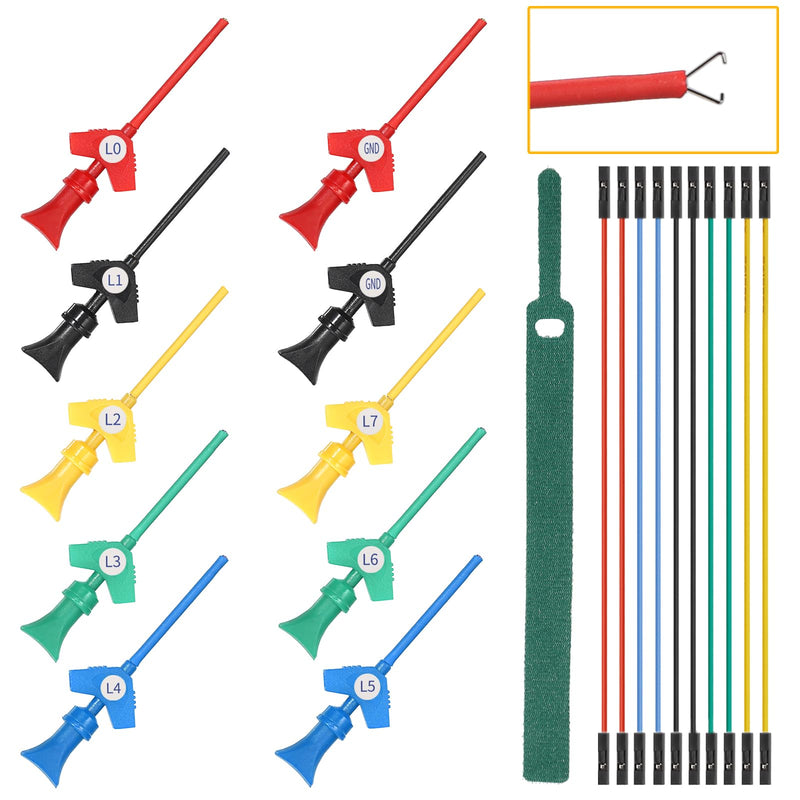 [Australia - AusPower] - Sumnacon Test Leads Kit 10 Pcs 5 Colors Mini SMD IC Test Hook Clips with Silicone Jumper Wires Cable for Logic Analyzer Electrical Testing Clip Leads or Multimeter Test Leads for Repairing Cell Phone 