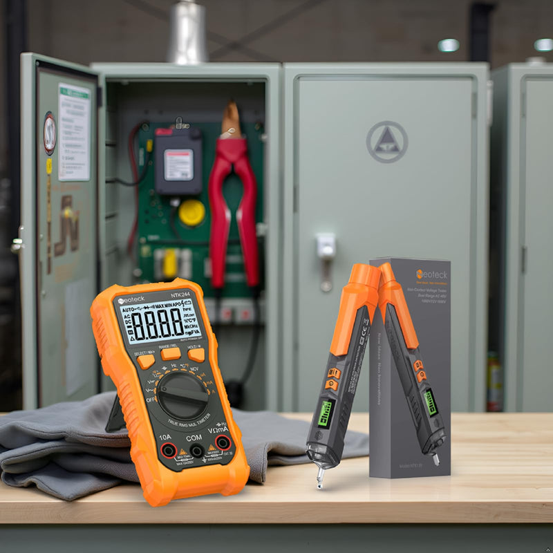 [Australia - AusPower] - Neoteck Professional Electrician Safety Kit: 2000 Counts Digital Multimeter & Non-Contact Voltage Tester Pen Bundle | AC/DC Voltage, Current, NCV, Live Wire Detector, LCD Display 