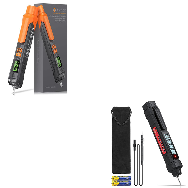 [Australia - AusPower] - Neoteck Professional Electrical Kit: Voltage Tester & Digital Multimeter, 12-1000V Adjustable Sensitivity, LCD Display, Buzzer Alarm, Live/Null Wire Judgment, AC/DC Voltage, Resistance, Continuity 