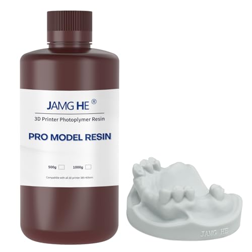 JAMG HE 3D Printer Resin Dental Pro Model Resin Dental Prosthetic Model Resin for Crown and Bridge Model, Orthodontic Model, Implant Model etc (IPA Clean, Light Grey, 500 g) IPA Clean