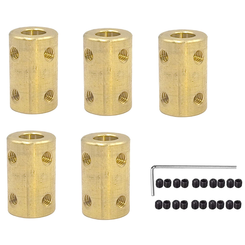[Australia - AusPower] - 5Pcs 7mm to 8mm Brass Rigid Motor Shaft Coupling Coupler Transmission Connector Sleeve Adapter for RC Boat Car Airplane 3D Printers 