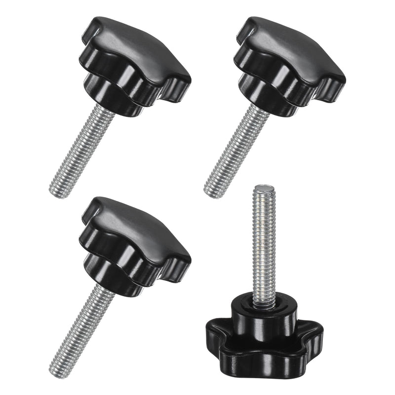 [Australia - AusPower] - 4-Pack Star Clamping Knobs, M6x30mm Male Thread Hand Tightening Screw for Machinery/Electronic/Furniture/Umbrella Base, Machine Handle Replacement [31mm, Black] 