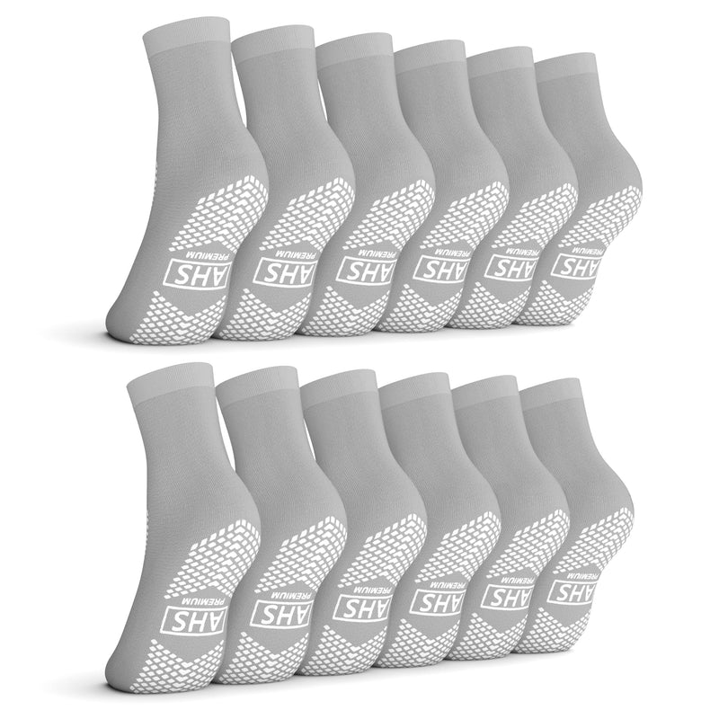 [Australia - AusPower] - Non-Slip Grip Socks – 6 Pairs | Hospital Socks for Men & Women | Anti-Skid for Adults Gray 4X-Large 