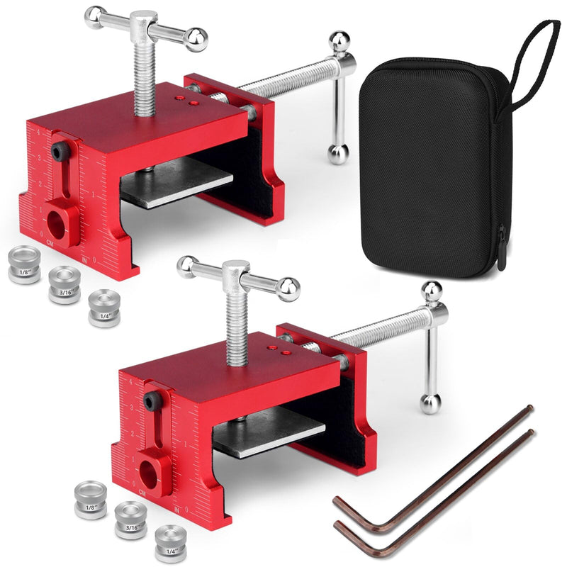 [Australia - AusPower] - 2Pack Comfylichi Cabinet Clamps for Installing Cabinets, Face Frame Clamps & Claw for Cabinet, Essential Cabinet Tools with 3 Sizes Hole Drilling Guide for Precise Alignment & Installation 