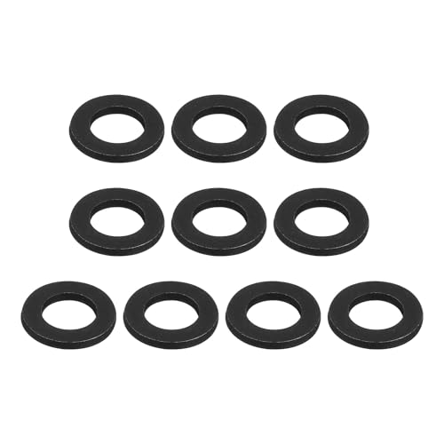 uxcell M12 carbon steel flat washers, black oxidized, 23.5mm outer diameter, 2.4mm thick, 50 pack