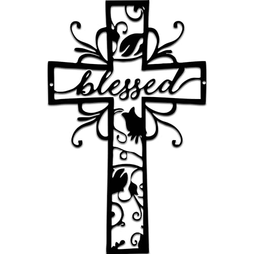 Rajukit Blessed Christian Metal Cross Wall Art for Home