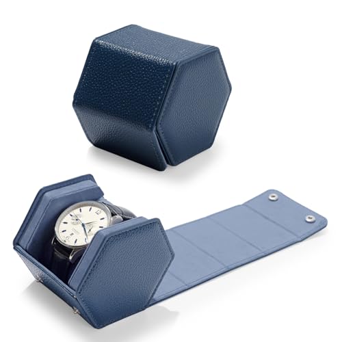 Oirlv Single Watch Box Blue Hexagonal 1-Slot