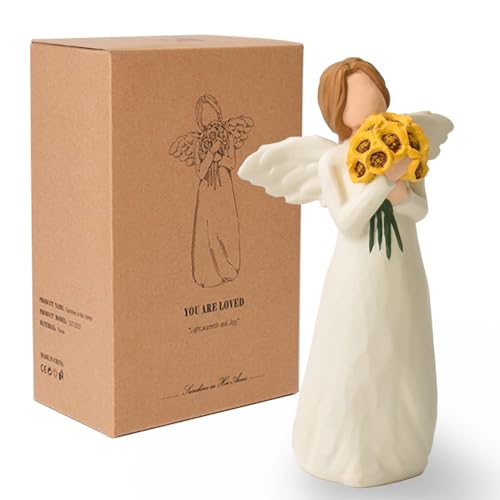 Sunflower Gifts for Women, Guardian Angel Statue Holding Sunflower Figurine Sunflower Angel