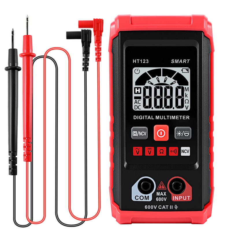 [Australia - AusPower] - HT123 Digital Multimeter, Automatic AC DC Voltmeter, Non Contact Voltage Tester, Smart Voltage Resistance Tester Multi Meter, Auto-Ranging, Sound & Light Alarms 