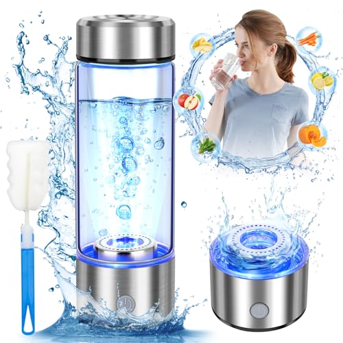Upgrade Hydrogen Water Bottle, Hydrogen Water Generator with Advanced SPE PEM Technology, 420ml(14OZ) Hydro Water Machine, Portable Water Ionizer for Travel, Office, Fitness & Everyday Hydration Silver