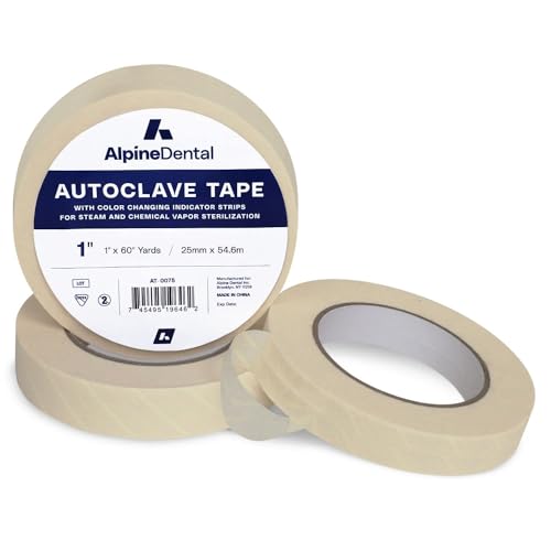 60 Yd. Roll of Autoclave Tape – Indicates Sterilization for Dental Tools, Surgical Instruments & Tattoo Accessories – Heat Tape for Chemical, Dry Heat & Autoclave Sterilizers 5 1"
