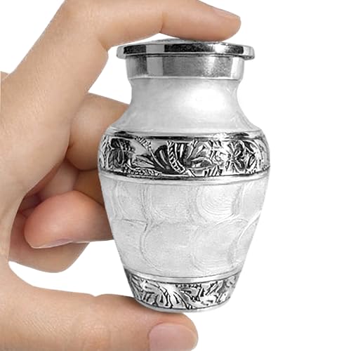 Small Urns for Human Ashes Keepsake – White Sharing Cremation Urn for Human Ashes, Decorative Urns for Human Ashes Adult Man and Woman, Mini Urns for Human Ashes – Loving Reflections White White Enamel Small