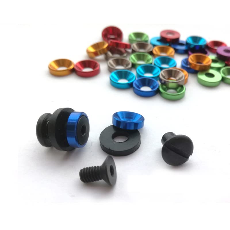 [Australia - AusPower] - Colorful Chicago Screws Stainless Steel 304 Holster Fastener for Leather/Kydex Holsters Sheaths (Blue, 2mm Rubber pad,20 Sets) 