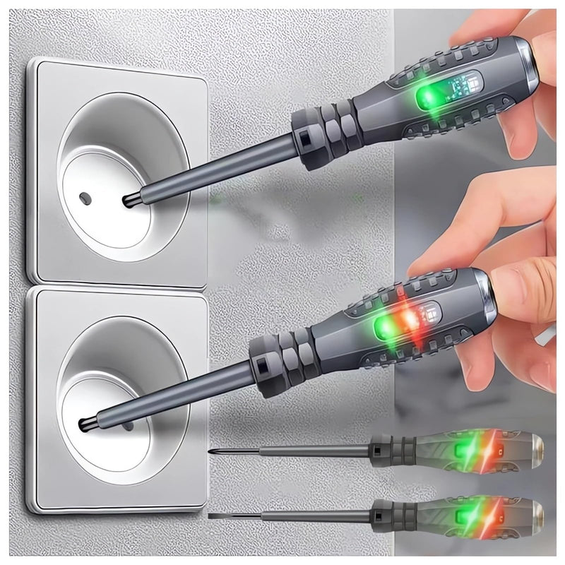 [Australia - AusPower] - 2-in-1 High Torque Strong Magnetic Flathead Phillips Screwdriver Electricity Detector Electric Non-Contact Voltage Tester Pen Electrical Current Power Circuit Live Wire Electrician Tester (F+P) F+P 