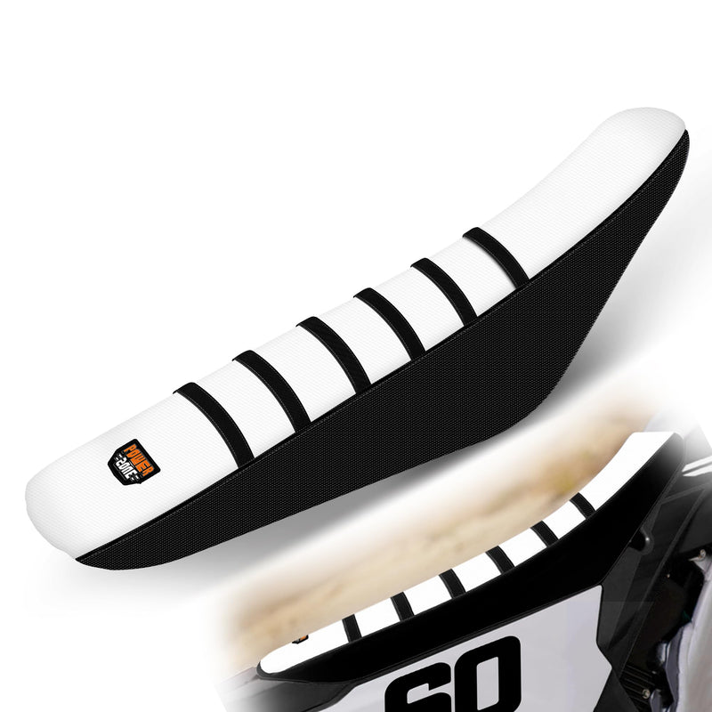 [Australia - AusPower] - Motorcycle Universal Dirt Bike Seat Cover Gripper Ribbed Soft Sewing for CRF WR WRF RMZ YZF SXF EXC EXC XC SX CR KLX Yozma IN10 (Black-White) Black-White 