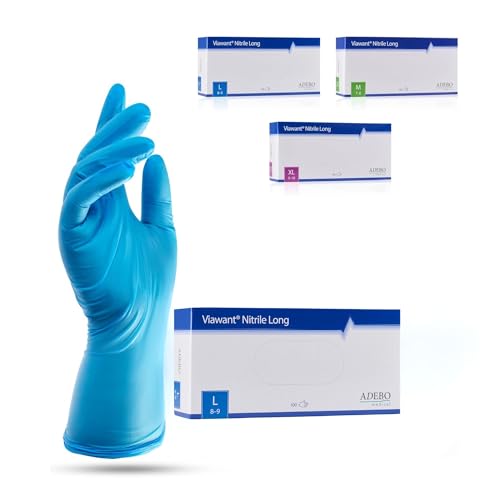 Nitrile Long Disposable Gloves Nitrile Gloves L [Pack of 100] Hypoallergenic, Powder-Free & Latex Free - Extra Long - Tear-Resistant Disposable Gloves