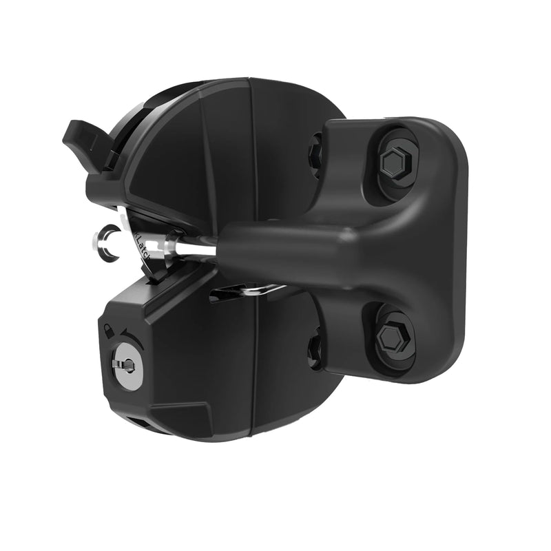 D&D Technologies LL3ABRND LokkLatch Round Post Gate Latch with External Access Button, Key Lockable and Operates On Both Sides of The Gate, for Round and Chain Link Frame Posts, Black Series 3 Black