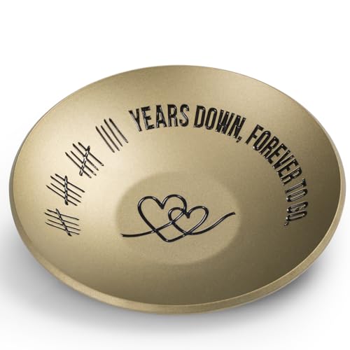 PuGez 19 Year Anniversary Bronze Gifts For Him Her, 19th Wedding Anniversary For Wife Husband, 4" Metal Ring Holder Dish Jewelry Tray - Unique Decoration Ideas Bronze Gift For Parents Men Women