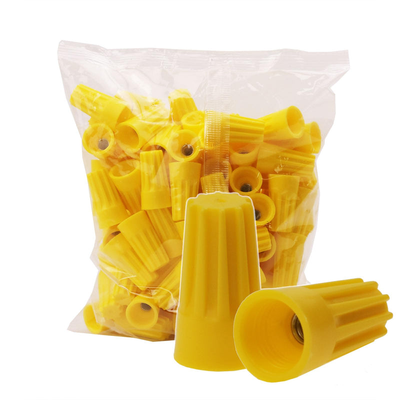 [Australia - AusPower] - Fidioto 100pcs SP4 Yellow Electrical Wire Connectors Screw Terminals, 18-12 AWG Spring Insert Twist Nuts Caps Connection Assortment Set, Portable Wire Caps for Quick Connection 
