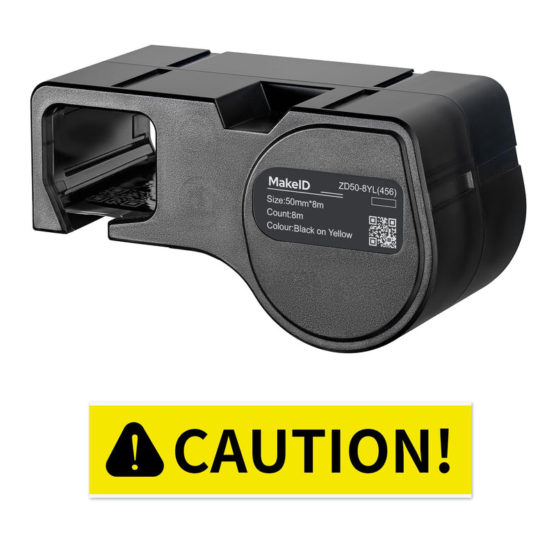 [Australia - AusPower] - MakeID D50 All-Weather PET Label Cartridge for Indoor/Outdoor Component and Equipment Labeling, Safety Identification, Asset Tracking, Electrical Labeling - for D50 Label Printer Yellow 1.97"W x 26.2ft L (Continuous) 