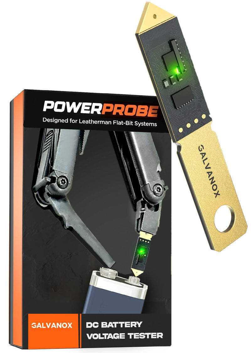 [Australia - AusPower] - Galvanox Battery Voltage Tester Designed for Leatherman Multitools (Flat-Bit Slot Accessory) DC Voltage Meter, 2.5VDC to 30VDC 