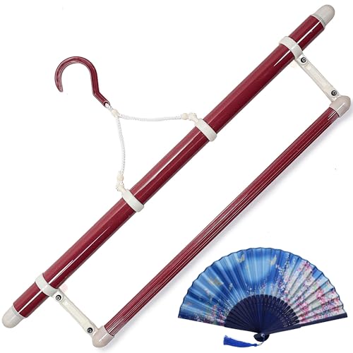 Blue butterfly Japanese kimono hanger with folding fan display, designed for clothing forms by LOVE LOVE JAPAN.