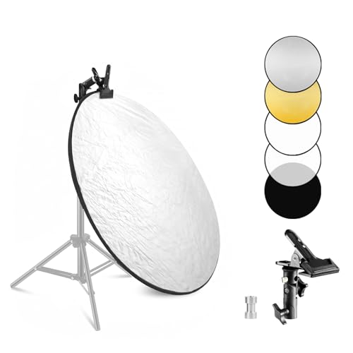 Selens Portable 24 in / 60 cm Light Reflector with Clamp,5 in 1 Multi Disc 5 in 1 24inch with clamp