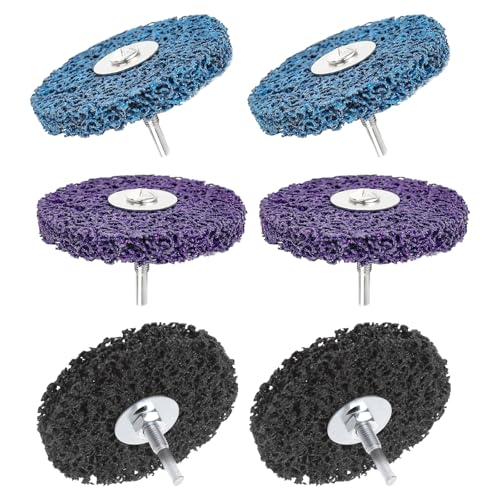 6 Piece CSD Disc 100 mm Purple Blue Black Cleaning Disc Set | CSD grinding wheel with 6 mm mandrel grinding coarse grinding disc coarse cleaning disc for angle grinder cleaning metal Style: 6 pieces, 100 mm, purple, blue, black