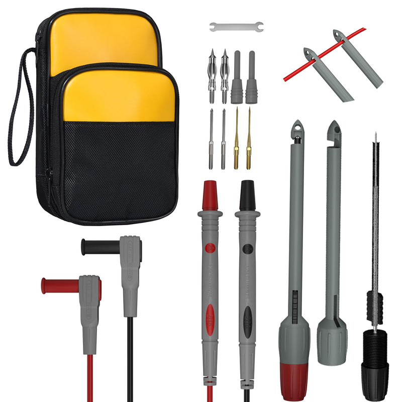 [Australia - AusPower] - Multimeter Automotive Test Leads Kit with Soft Carrying Case Wire Piercing Clip Puncture Probes Wire Replaceable Precision Sharp Probes for Digital Electrical Multimeter Testing 