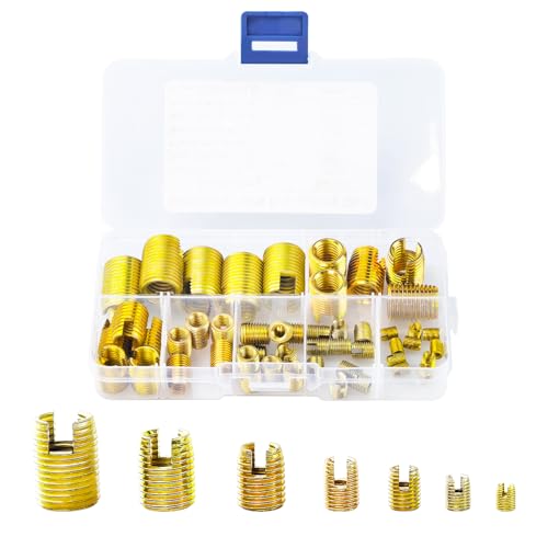 Flylin 50-piece self-tapping thread insert set, M3-M12 stainless steel tapping inserts with inner threads