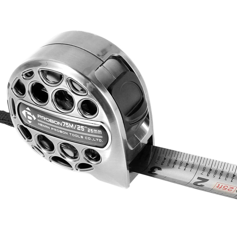[Australia - AusPower] - Tape Measure 25'FT Foot/7.5M Stainless Steel Retractable Measuring Tape Double Side Scale Handy Measurement Tape for Construction Household Woodworking (1) 1 