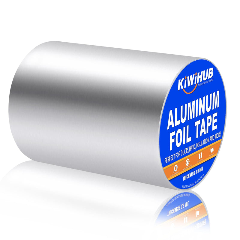 Aluminum Foil Tape, 6 inch x 65ft(3.9Mil), Heavy Duty HVAC Tape, Insulation Adhesive Metal Tapes for Ductwork, Dryer Vents Pipe, Sealing and Repairing 1