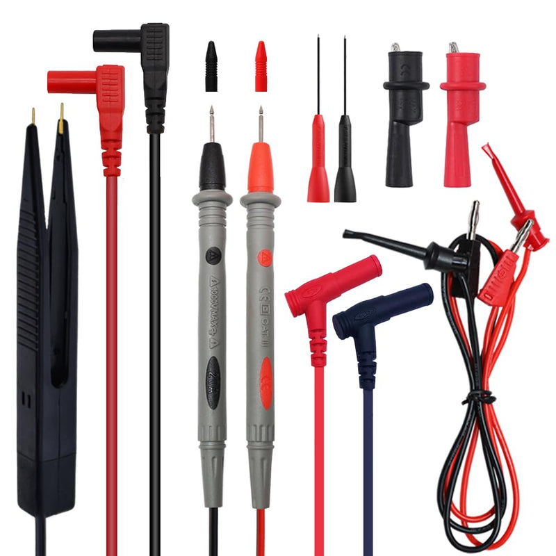 [Australia - AusPower] - Multimeter Leads Kit, Professional Electrical Multimeter Test Leads Set with Alligator Clips, Test Hooks, Test Probes Lead, Test Tweezer 