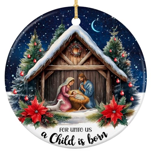 Nativity Christmas Ornament 2026 Snowy Stable Manger Faith Gift