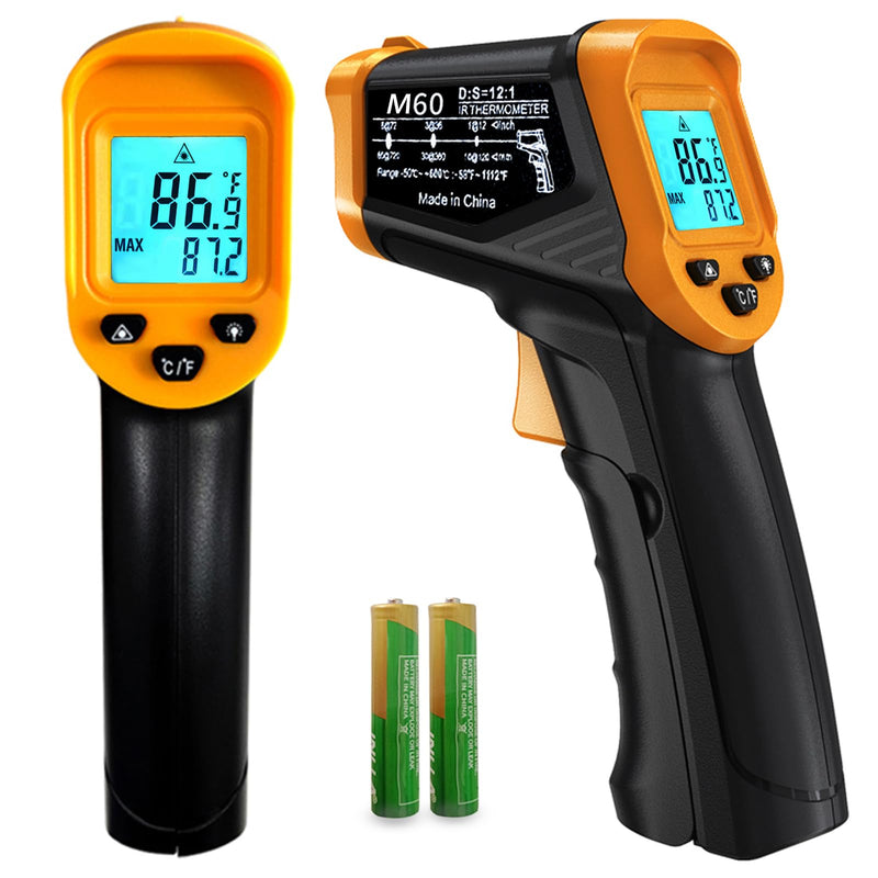 [Australia - AusPower] - Digital Infrared Thermometer Gun -58 to 1112 Degrees Fahrenheit Adjustable Emissivity&MAX&MIN Non Contact IR Thermometer Laser Temperature Gun for Cooking,Food,Pizza,Oven,Grill(not for Human) 