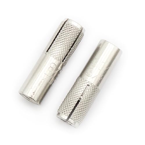 SCXCLY 15-piece 3/8-16 knurled drop-in anchors in silver 304 stainless steel for solid concrete