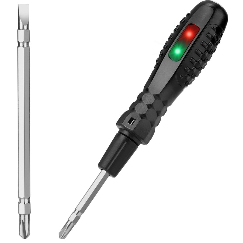 [Australia - AusPower] - Tomorotec 2-in-1 Screwdriver Voltage Tester with Neon Light Display, AC/DC Circuit Tester with Magnetic Flathead & Phillips Screwdriver Heads, Dual Function for Voltage Detection and Electrical Repair 