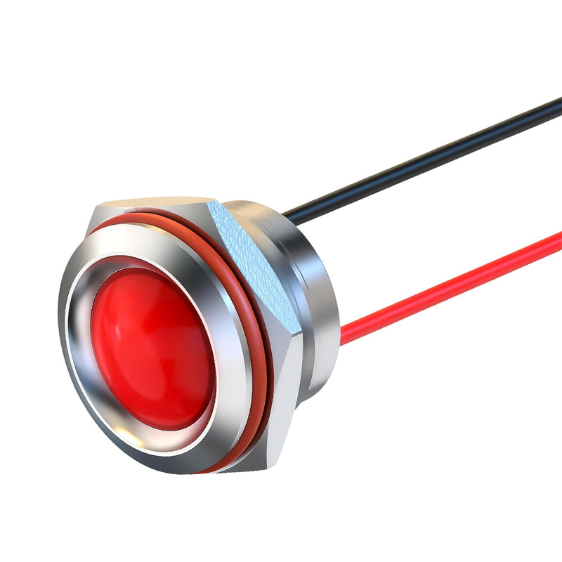 16 mm LED Indicator Light 230 V Metal Indicator Lights Red | Waterproof LED indicator lights, signal lamp, energy saving indicator, several colours and sizes 6-25 mm available 16MM AC/DC220
