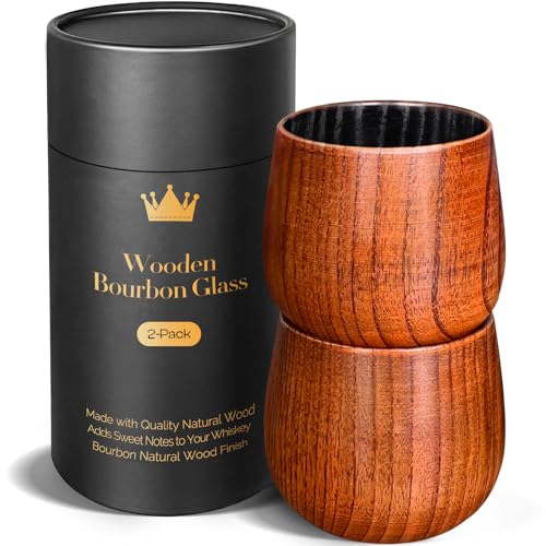 The Original Charred Wooden Bourbon Drinking Glass, Bourbon Gifts for Men 2 Pack Charred